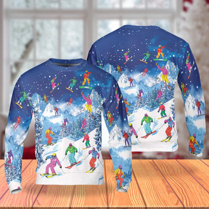 Go Skiing This Winter Sweatshirt – Colorful Graphic 3D All Over Print Design