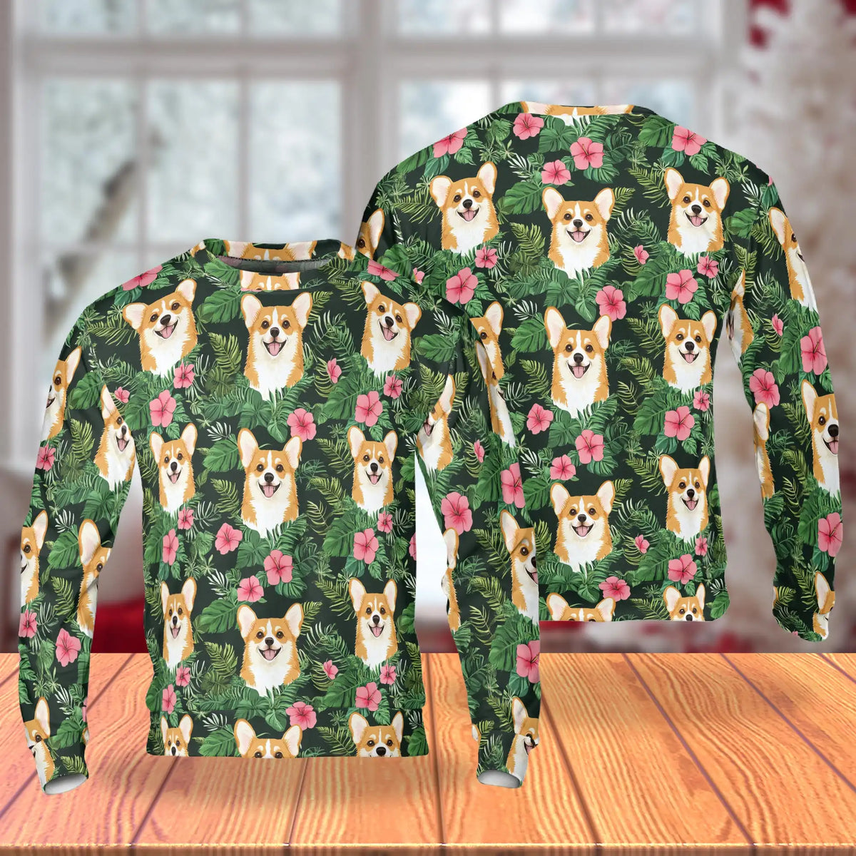 Beach Corgi Sweatshirt – Tropical 3D All Over Print Design