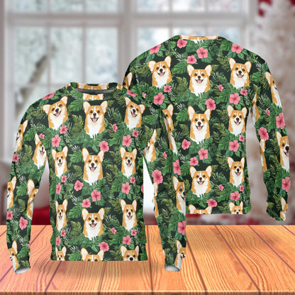 Beach Corgi Sweatshirt – Tropical 3D All Over Print Design