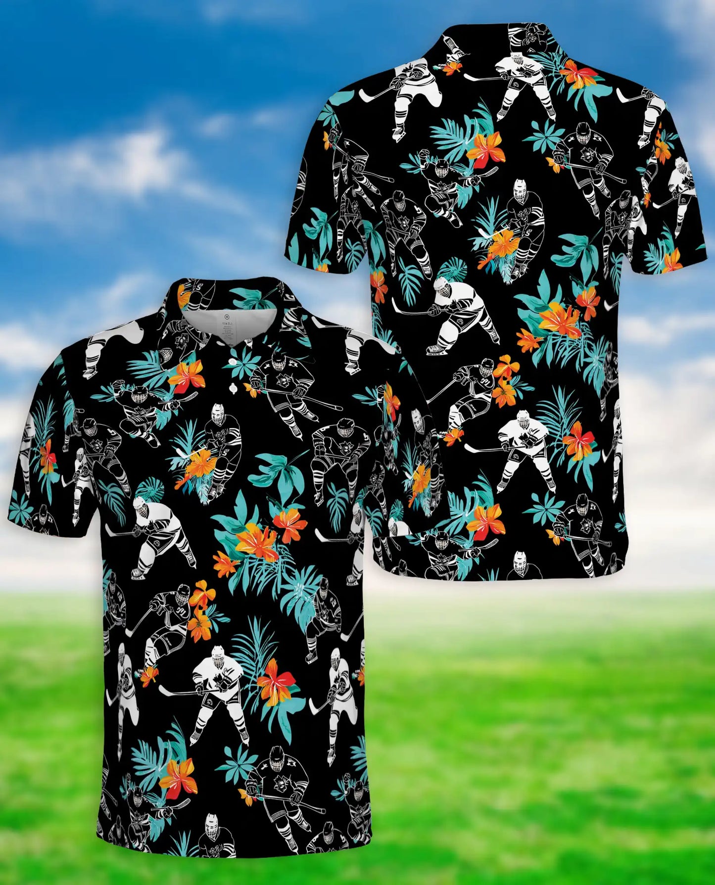 Hockey Hawaiian 3D Polo Shirt | Azhawaiian