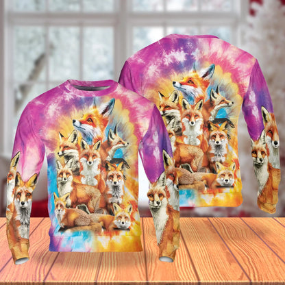 Colorful Fox Sweatshirt – Colorful Graphic 3D All Over Print Design