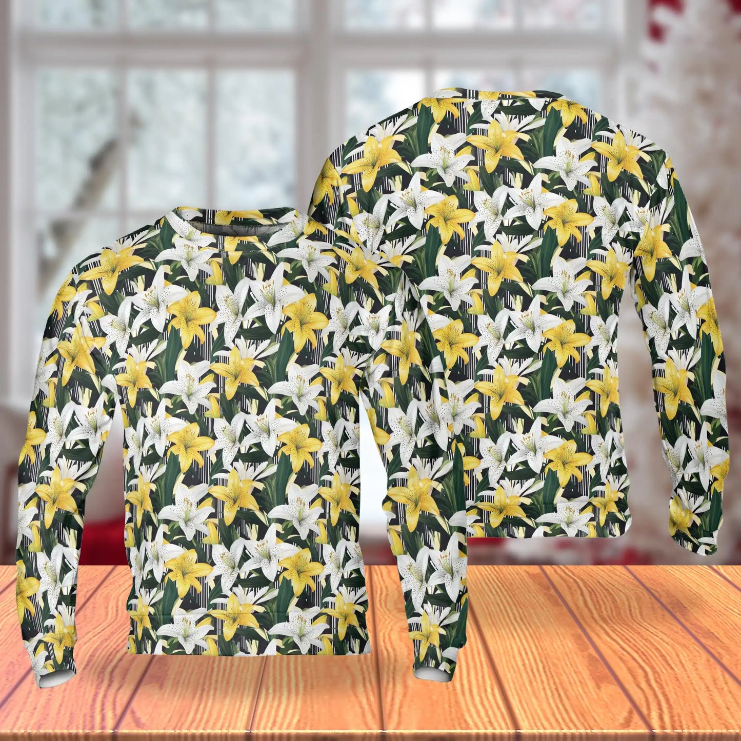 Lily Flower Pattern Sweatshirt – Colorful Graphic 3D All Over Print Design