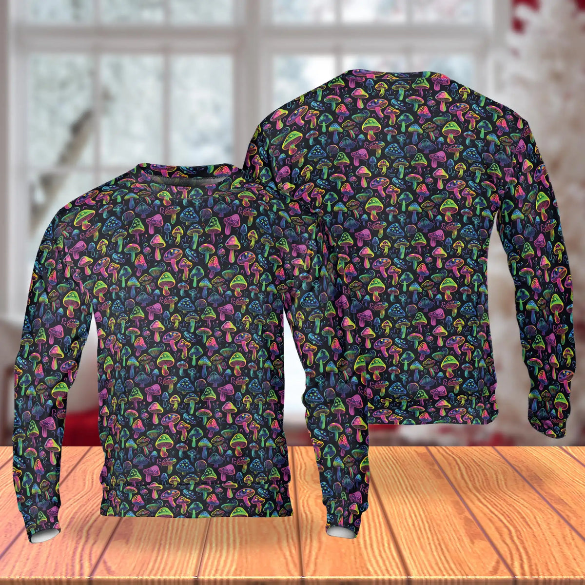 Neon Mushroom Sweatshirt – Colorful Graphic 3D All Over Print Design
