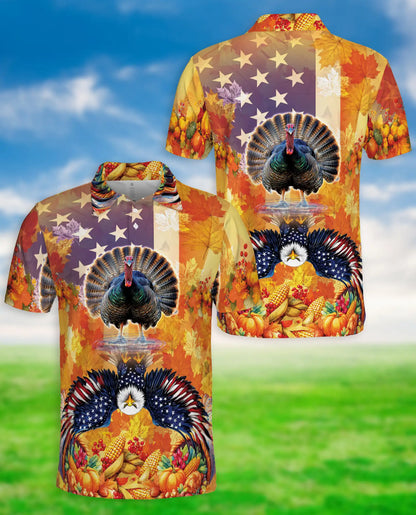 Patriotic Thanksgiving Turkey Polo Shirt for Men | Azhawaiian