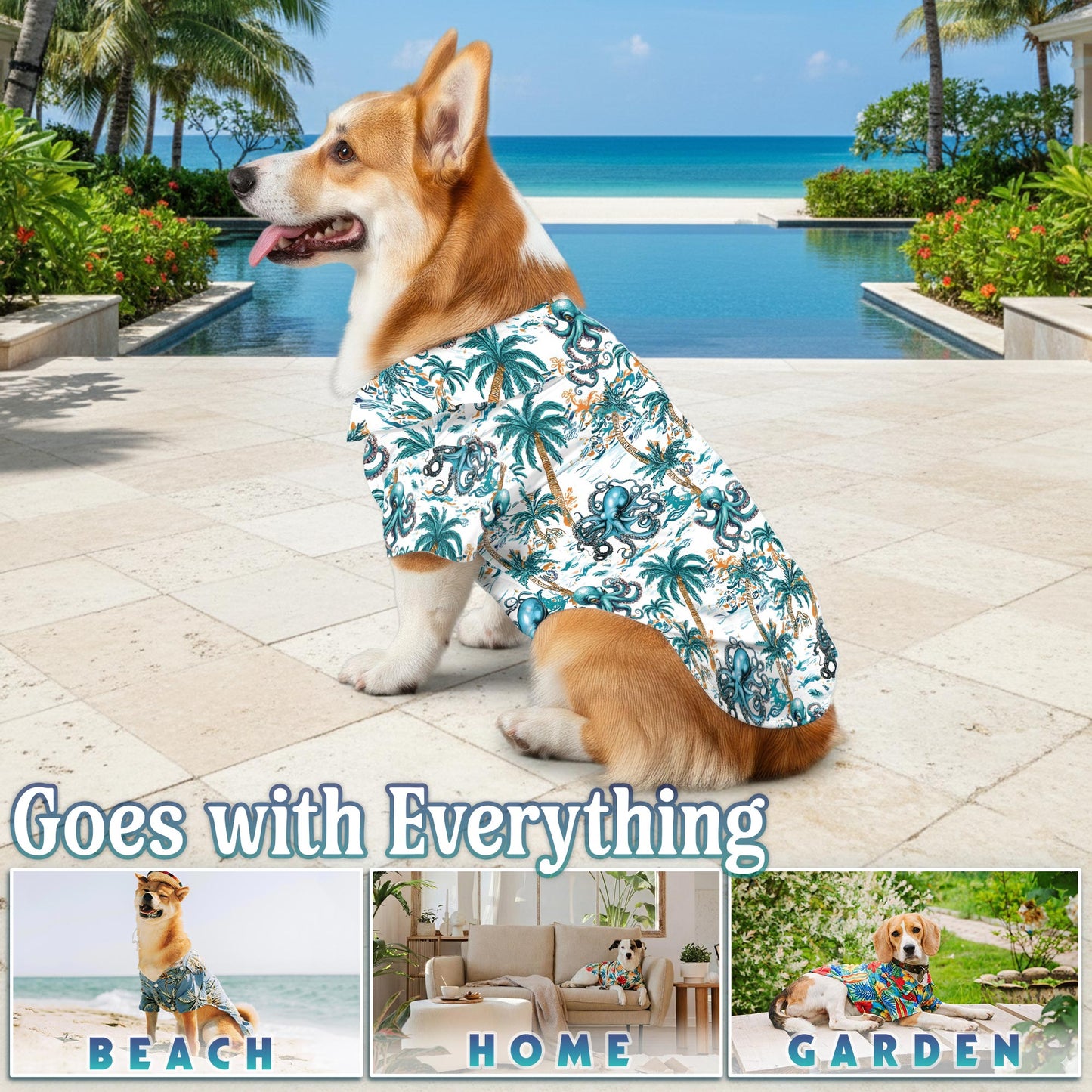 Octopus Matching Dog Owner Hawaiian Shirts, Funny Pet Aloha Shirt for Beach Vacation - Azhawaiian