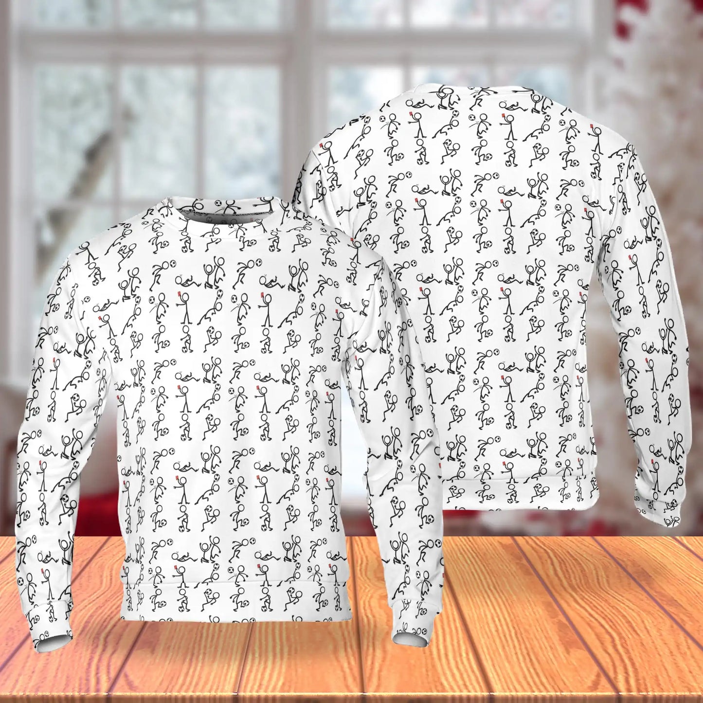 Stick Figures Playing Soccer Sweatshirt – Colorful Graphic 3D All Over Print Design