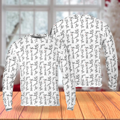 Stick Figures Playing Soccer Sweatshirt – Colorful Graphic 3D All Over Print Design