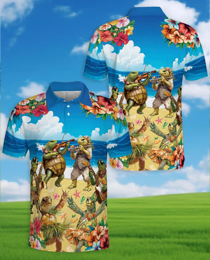 Turtle Beach Band Polo Shirt, Tropical Music Style | Azhawaiian