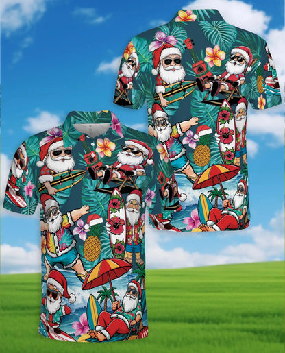 Tropical Santa Polo Shirt - Beach Christmas Surfing Holiday Design | Azhawaiian