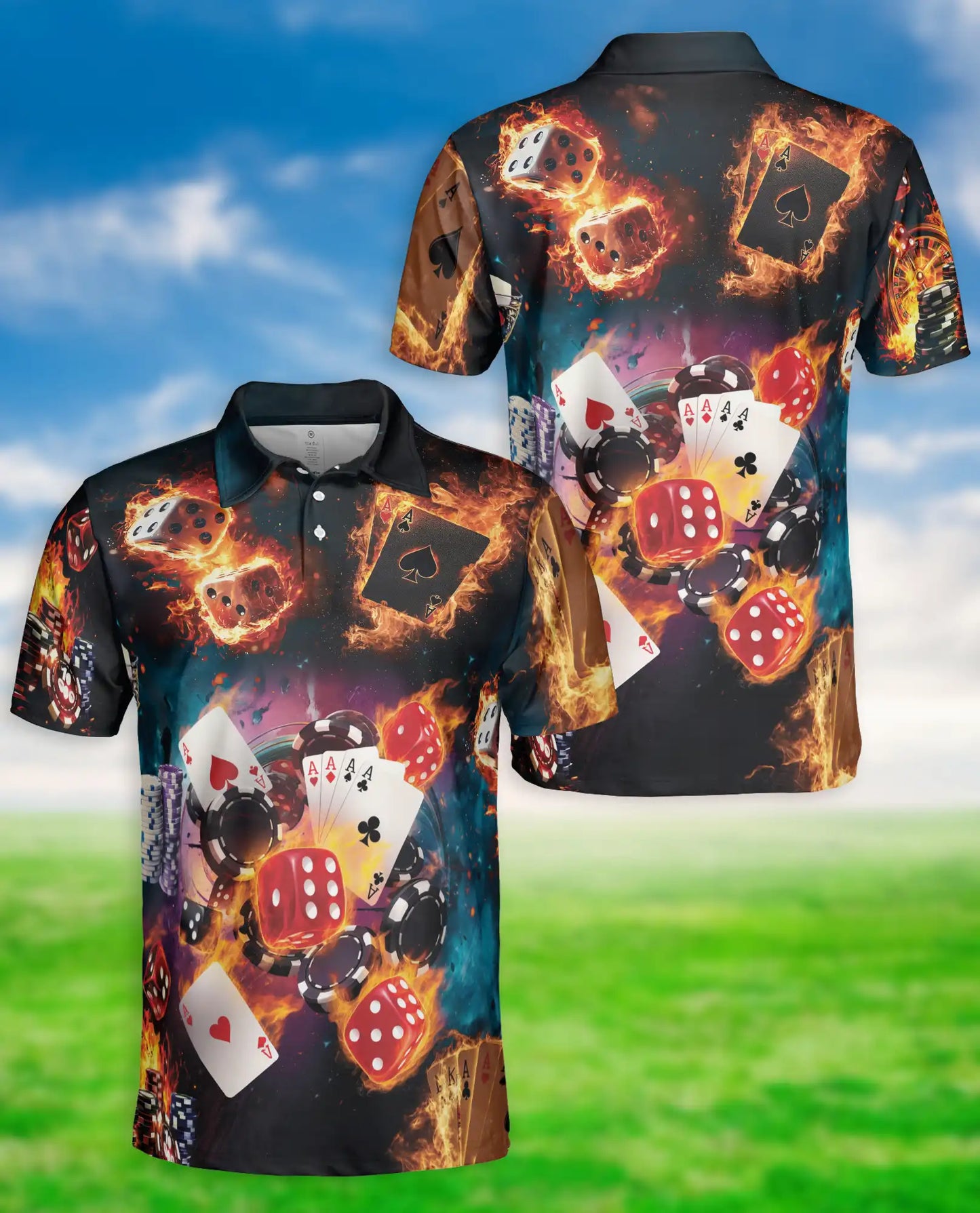 Casino Poker Polo Shirt, Dice & Cards Style | Azhawaiian