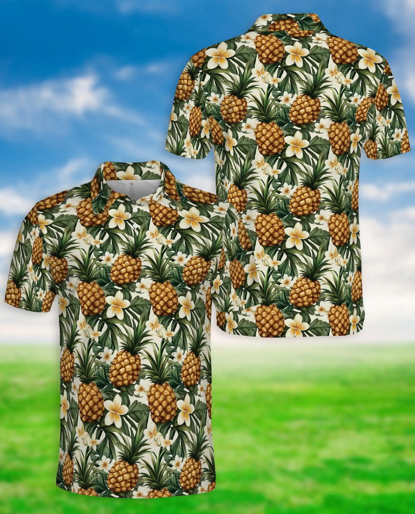 Pineapple Floral Polo Shirt, Tropical Summer Style | Azhawaiian