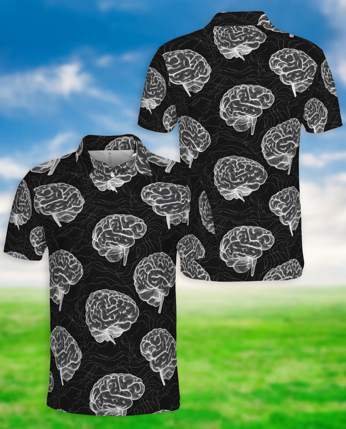 Brain Anatomy Polo Shirt, Neuroscience Print | Azhawaiian