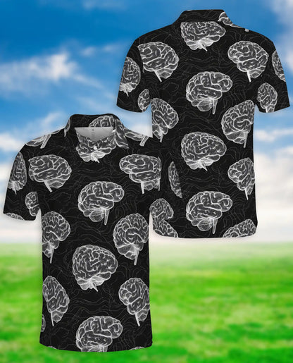 Brain Anatomy Polo Shirt, Neuroscience Print | Azhawaiian