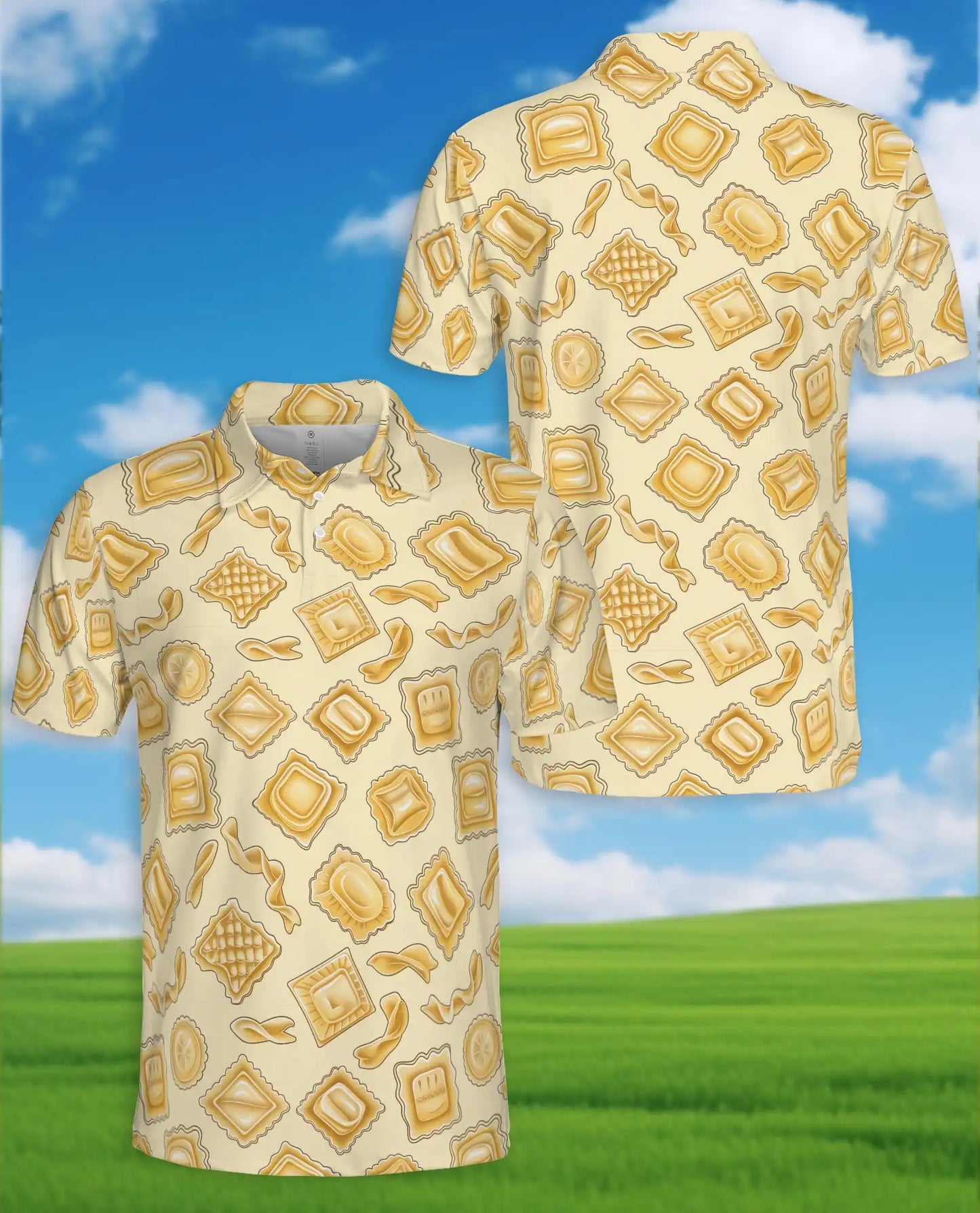 Pasta Lover Polo Shirt - Italian Food Pattern Style | Azhawaiian