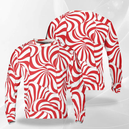 Red and White Candy Cane Stripes Sweatshirt – Christmas 3D All Over Print Design
