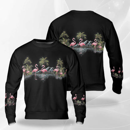 Flamingo Black Sweatshirt – Tropical 3D All Over Print Design