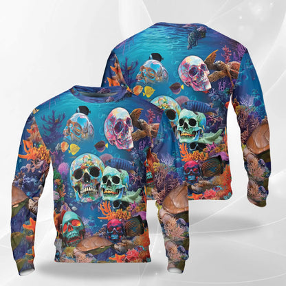 Ocean Skull Sweatshirt – Colorful Graphic 3D All Over Print Design