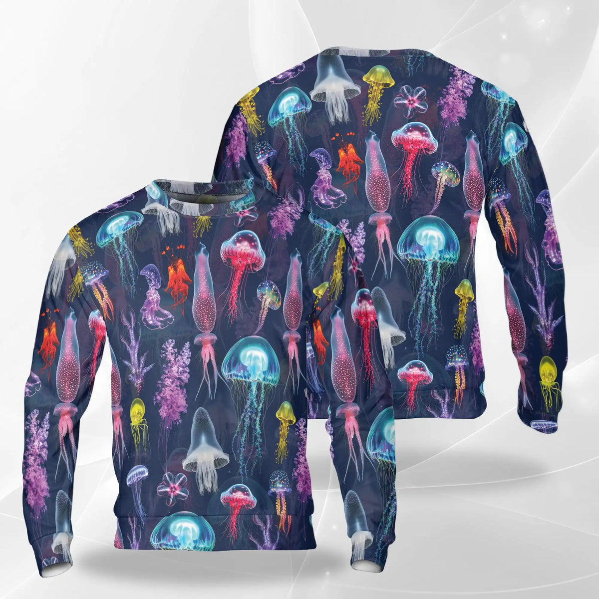 Luminescent Jellyfish Pattern Sweatshirt – Colorful Graphic 3D All Over Print Design