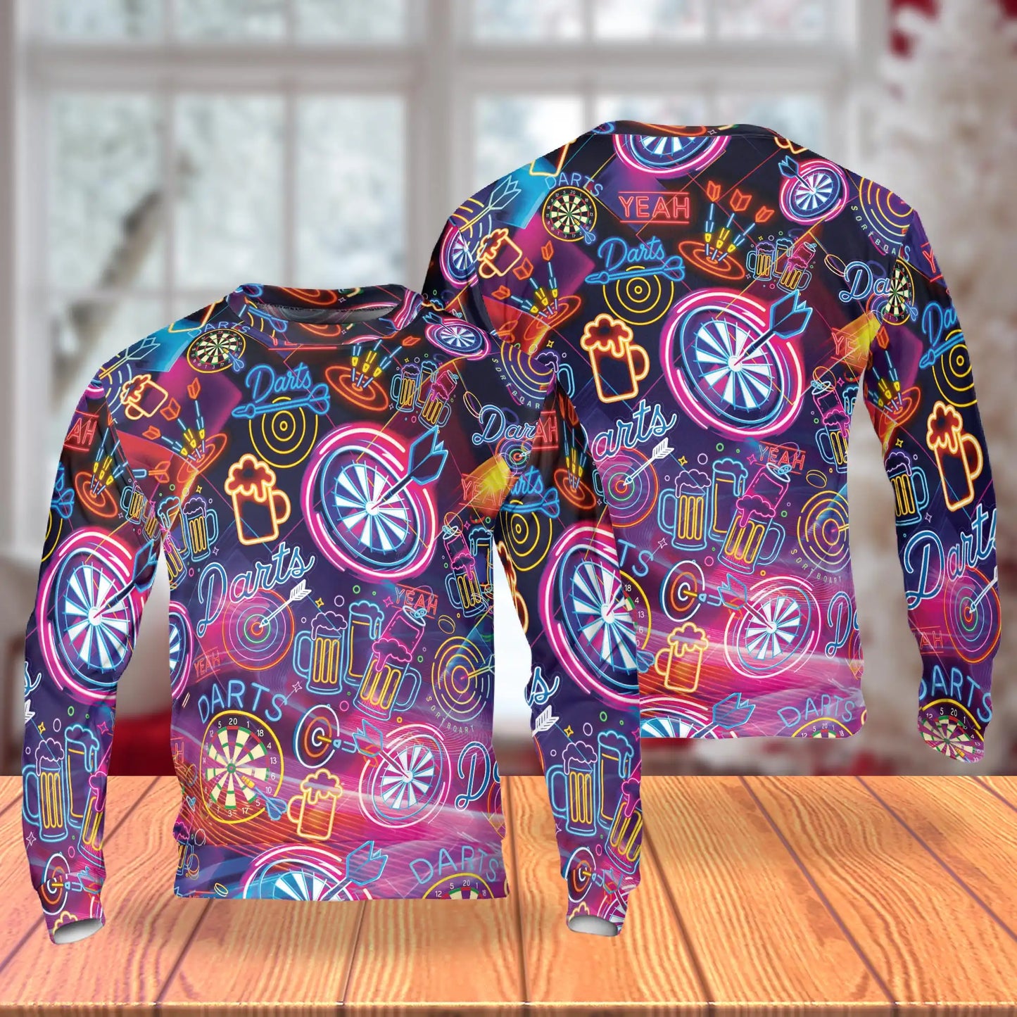 Colorful Darts Beer Neon Sweatshirt – Colorful Graphic 3D All Over Print Design
