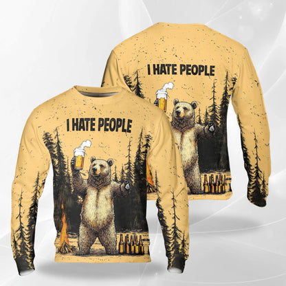 Bear Drinks Beer Sweatshirt – Colorful Graphic 3D All Over Print Design