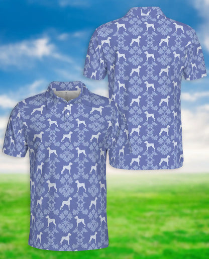 Dog Pattern Polo Shirt, Classic Blue Style | Azhawaiian