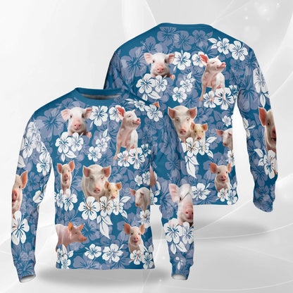 Farmer Pig Floral Sweatshirt – Colorful Graphic 3D All Over Print Design