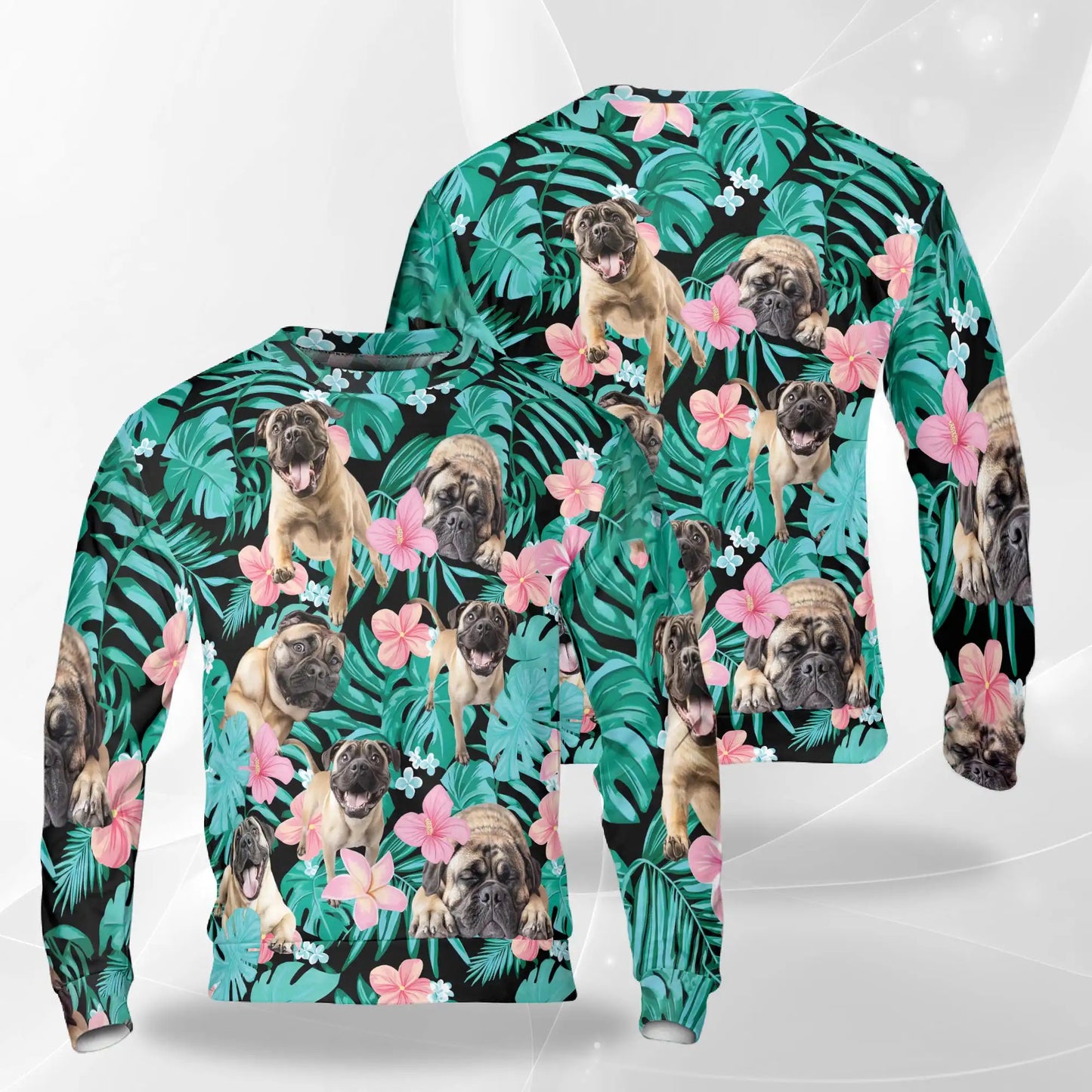English Mastiff Summer Leaves Sweatshirt – Tropical 3D All Over Print Design