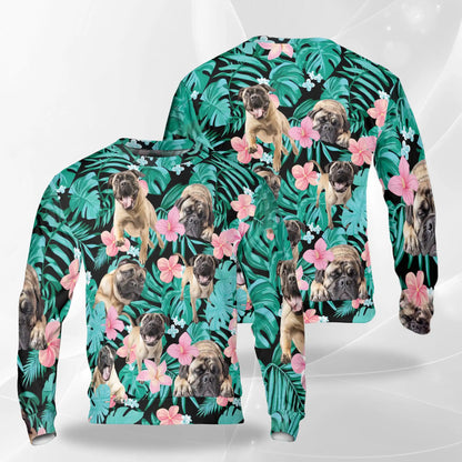 English Mastiff Summer Leaves Sweatshirt – Tropical 3D All Over Print Design