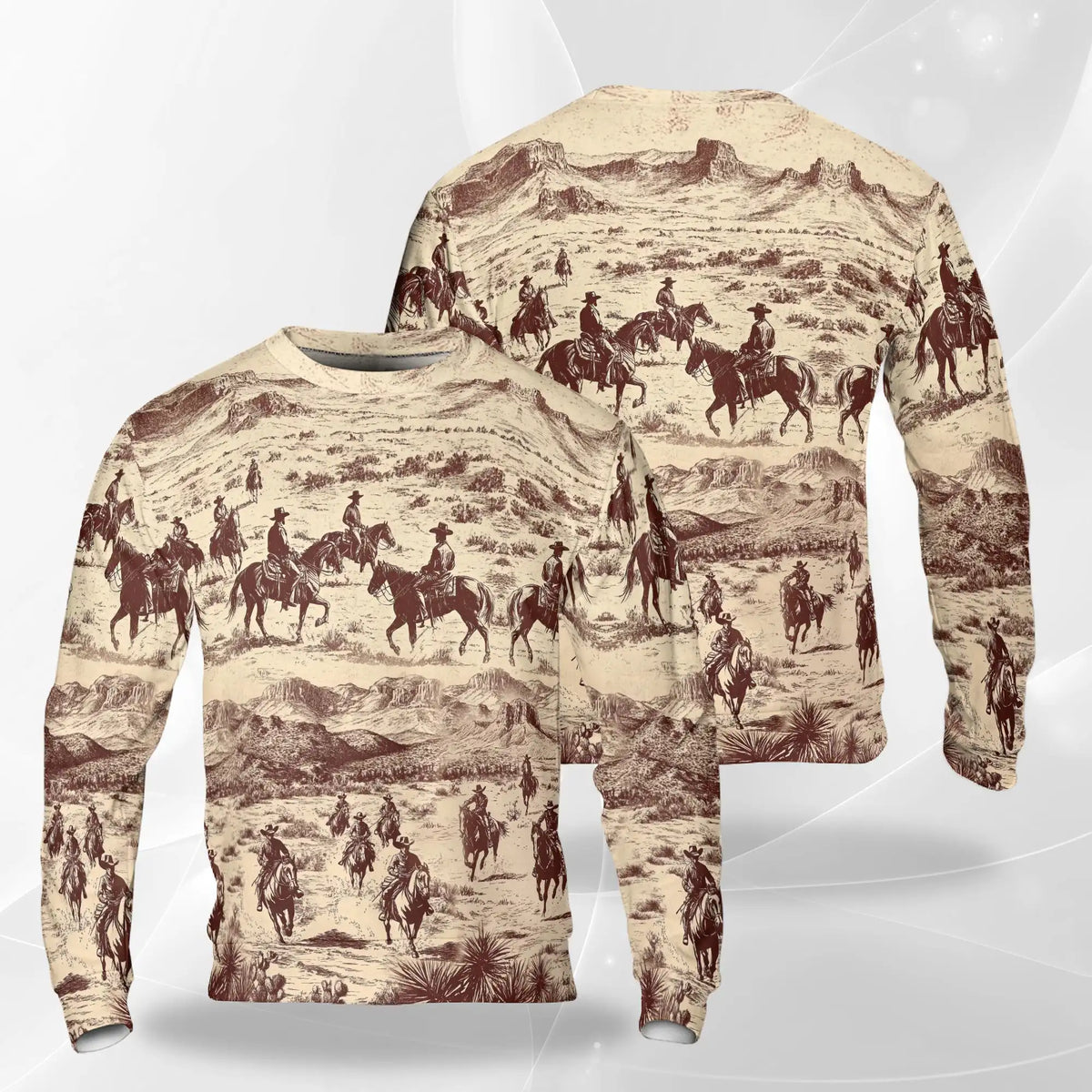 Vintage Cowboy Horse Riding Sweatshirt – Vintage 3D All Over Print Design