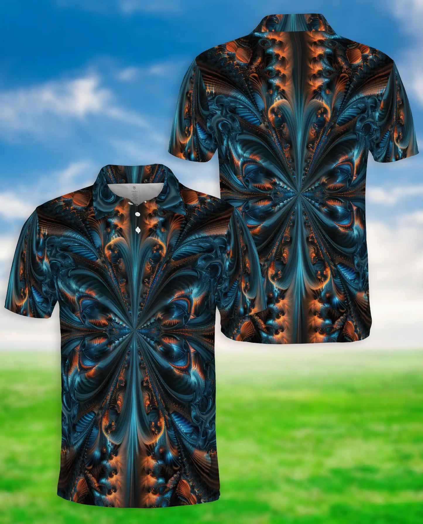 Abstract Fractal Art Polo Shirt for Men | Azhawaiian