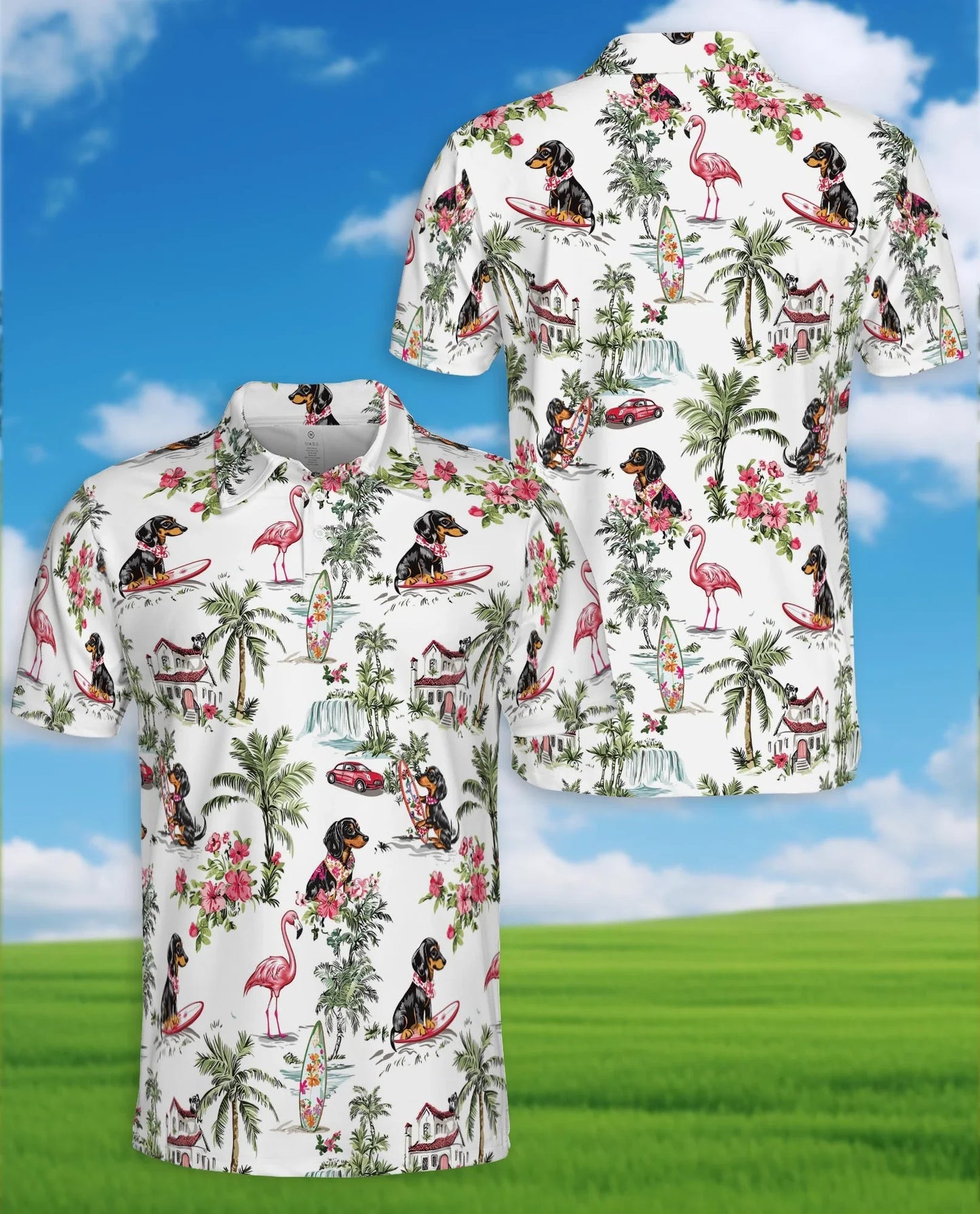 Lovely Dachshund Polo Shirt for Men, Cute Dog Lover Style | Azhawaiian