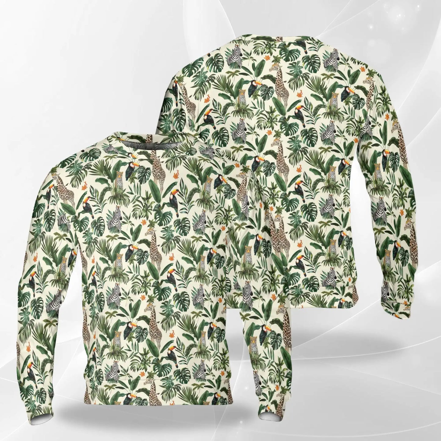 Botanical Jungle Animal Sweatshirt – Tropical Jungle 3D All Over Print Design
