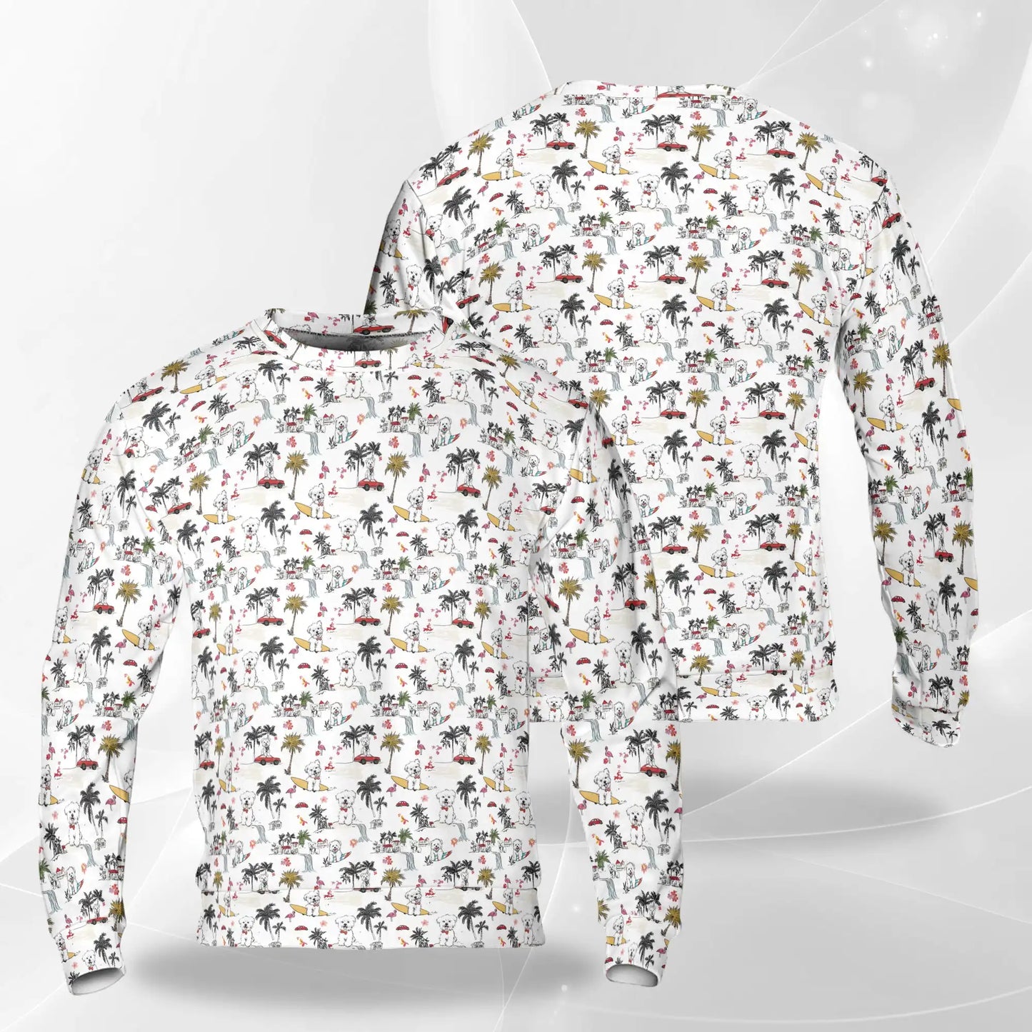 White Terrier Tropical Sweatshirt – Tropical 3D All Over Print Design