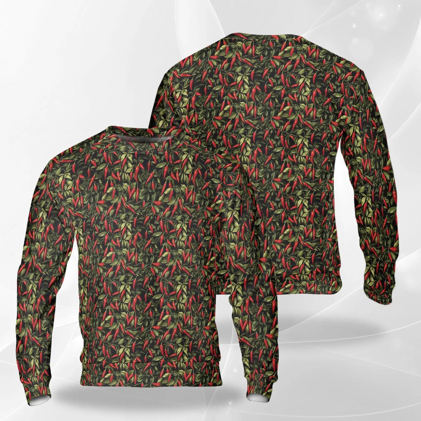Chili Pepper Pattern Sweatshirt – Colorful Graphic 3D All Over Print Design