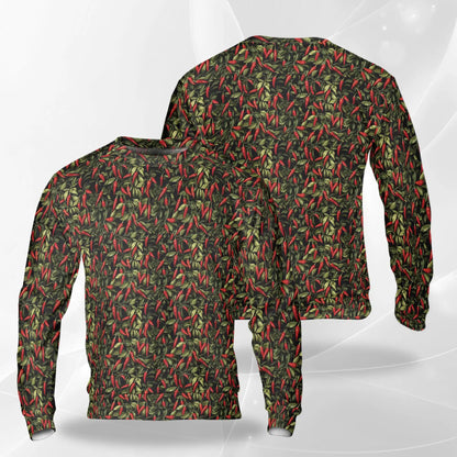 Chili Pepper Pattern Sweatshirt – Colorful Graphic 3D All Over Print Design