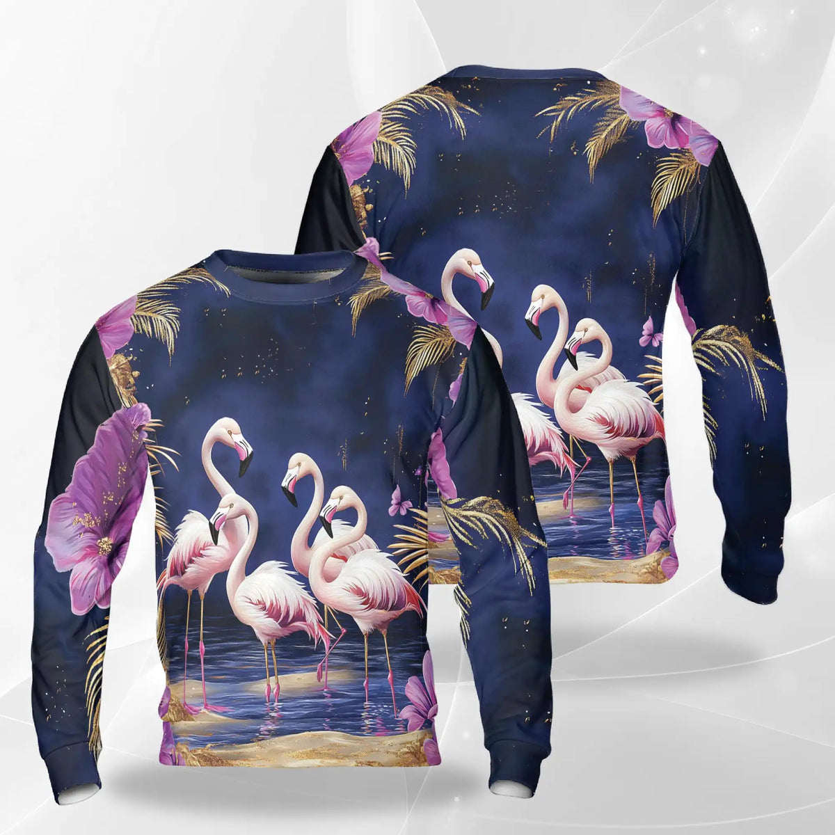 Flamingo Night Sweatshirt – Tropical 3D All Over Print Design