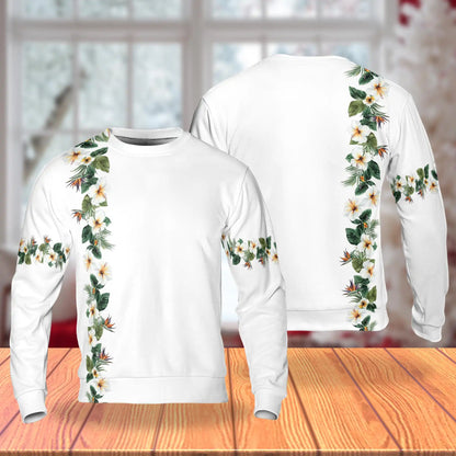 Hibiscus Floral White Sweatshirt – Tropical 3D All Over Print Design