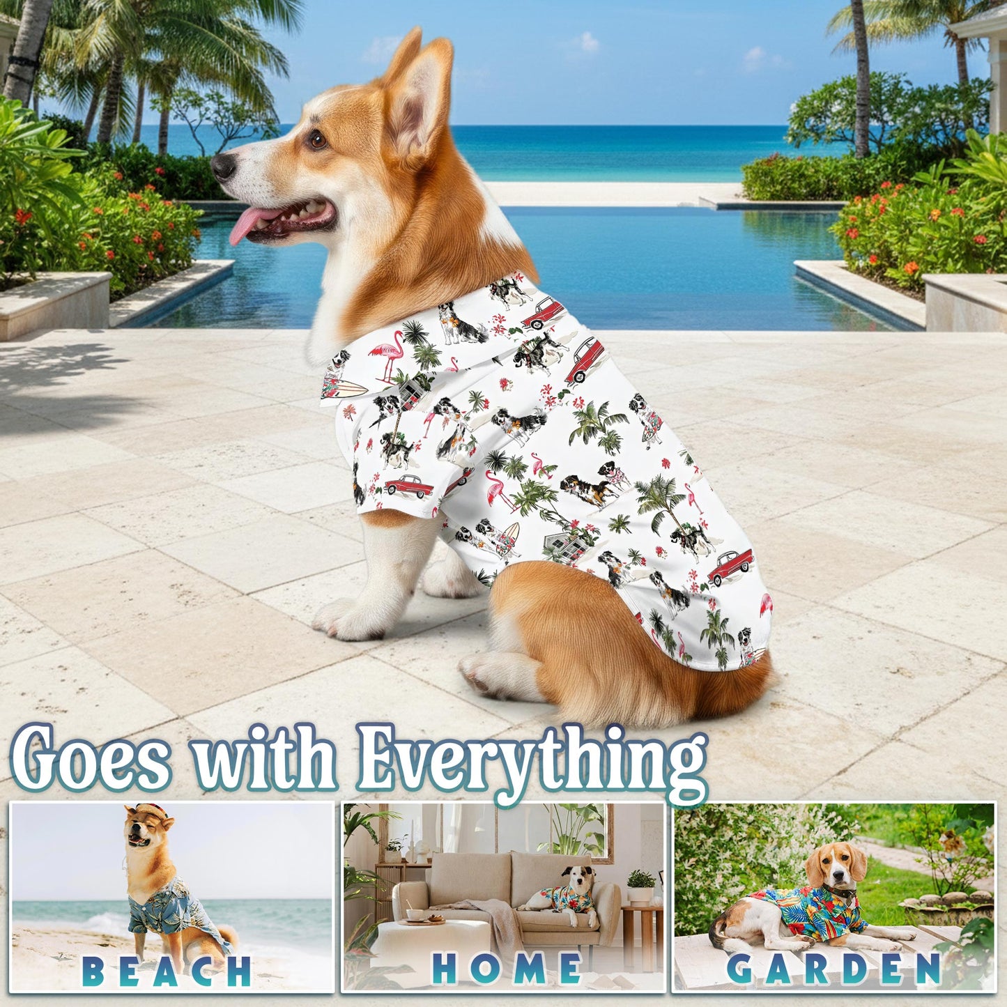 Tropical Australian Shepherd Matching Dog Owner Hawaiian Shirts, Funny Pet Aloha Shirt for Beach Vacation - Azhawaiian