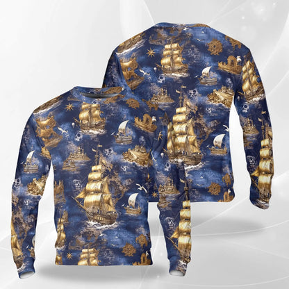 Pirate Ship Sweatshirt – Colorful Graphic 3D All Over Print Design