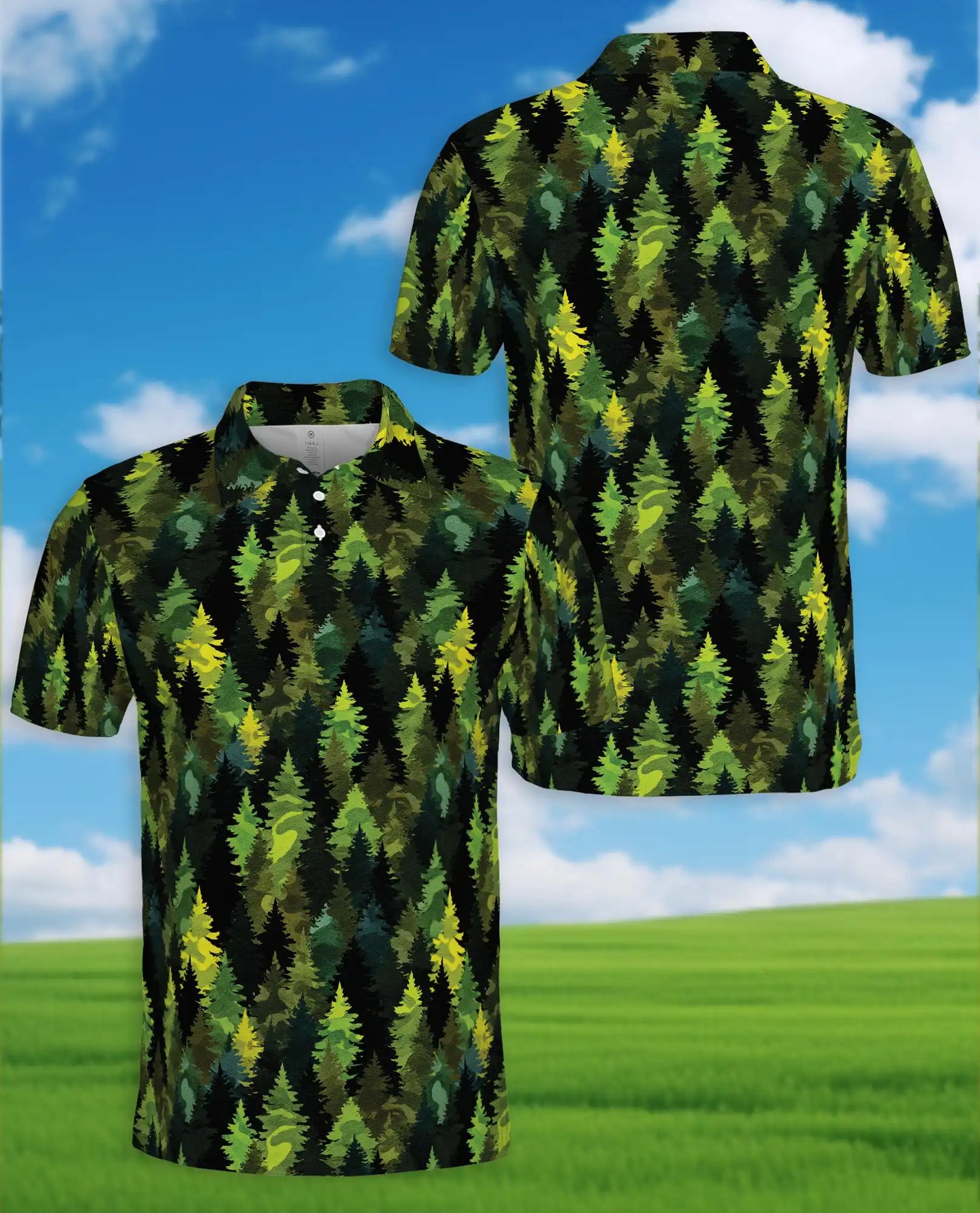 Evergreen Forest Polo Shirt - Woodland Nature Style | Azhawaiian