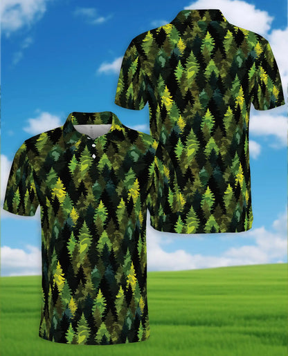 Evergreen Forest Polo Shirt - Woodland Nature Style | Azhawaiian