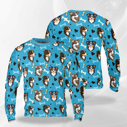 Australian Shepherd Sweatshirt – Colorful Graphic 3D All Over Print Design