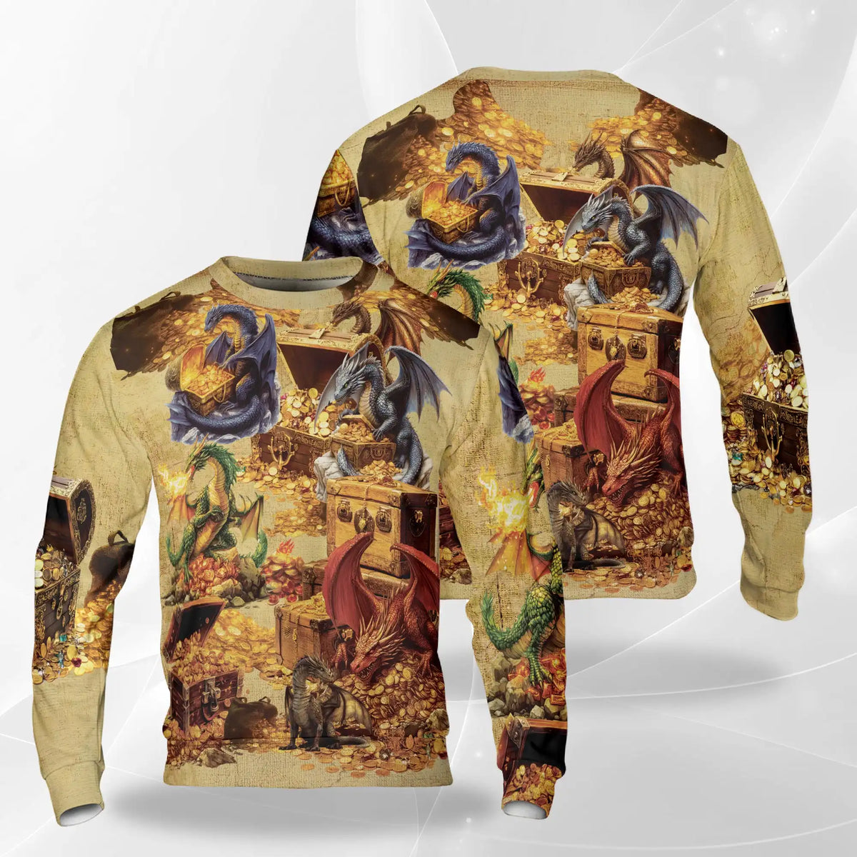 Dragon Hoard Treasure Sweatshirt – Colorful Graphic 3D All Over Print Design