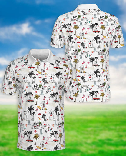 Cute Dog Hawaiian Polo Shirt, Beach Surf Style | Azhawaiian