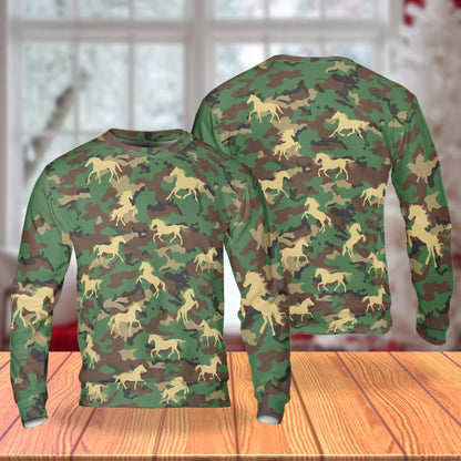 Horse Camo Sweatshirt – Colorful Graphic 3D All Over Print Design