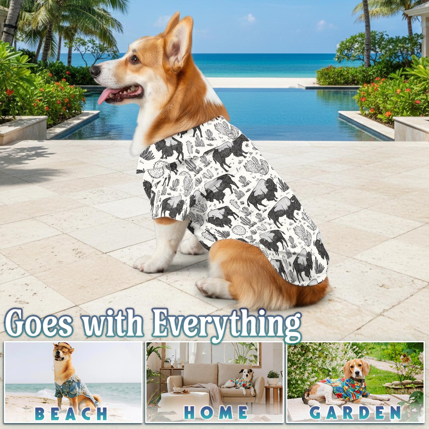 Bison Theme Matching Dog Owner Hawaiian Shirts, Funny Pet Aloha Shirt for Beach Vacation - Azhawaiian