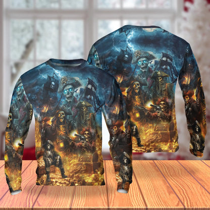 Pirate Skull Sweatshirt – Colorful Graphic 3D All Over Print Design