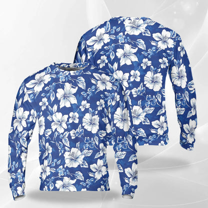 Tropical Hibiscus Blue Sweatshirt – Tropical 3D All Over Print Design