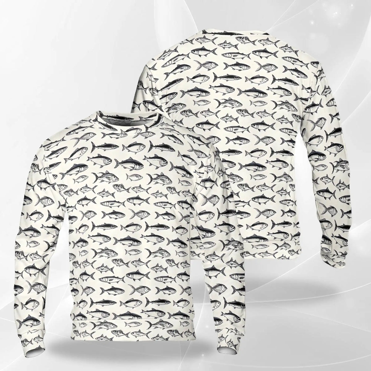 Vintage Fish Pattern Sweatshirt – Vintage 3D All Over Print Design