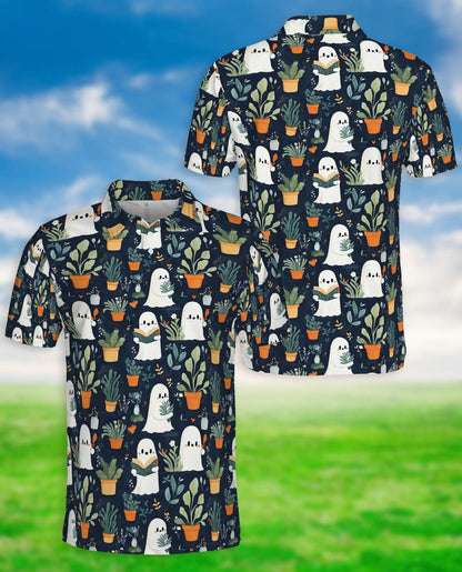 Cute Ghost Plant 3D Polo Shirt for Men, Funny Spooky Botanical Style | Azhawaiian